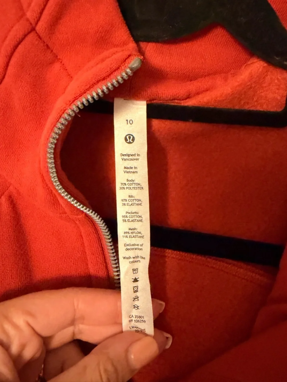 lululemon athletica Red Zip-Up Hoodie